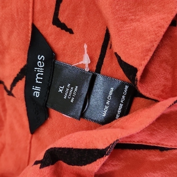 Ali Miles Artsy Art to wear Blouse XL Zipper Back Ruffle Sleeve Collegiate Lux - Picture 4 of 14